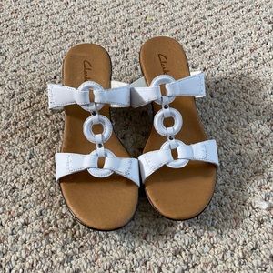 Clarks White Sandals